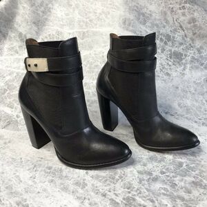 Elizabeth & James Womens E-Solar Belted Black Leather Ankle Boots Booties Sz 8B